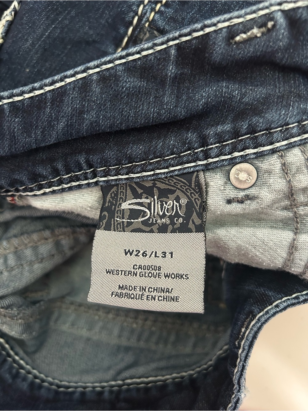 Silver Suki Skinny Jeans Women’s 26/31 Dark Wash Denim Heavy Stitch - Picture 4 of 8